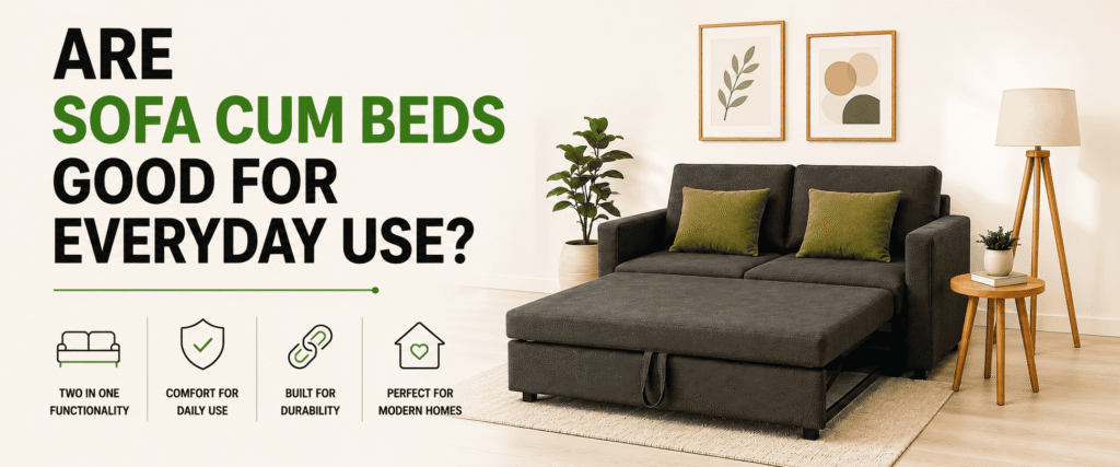 Relax Sofa Cum Bed daily use setup showing a durable sofa cum bed suited for everyday sitting and sleeping in Delhi NCR homes