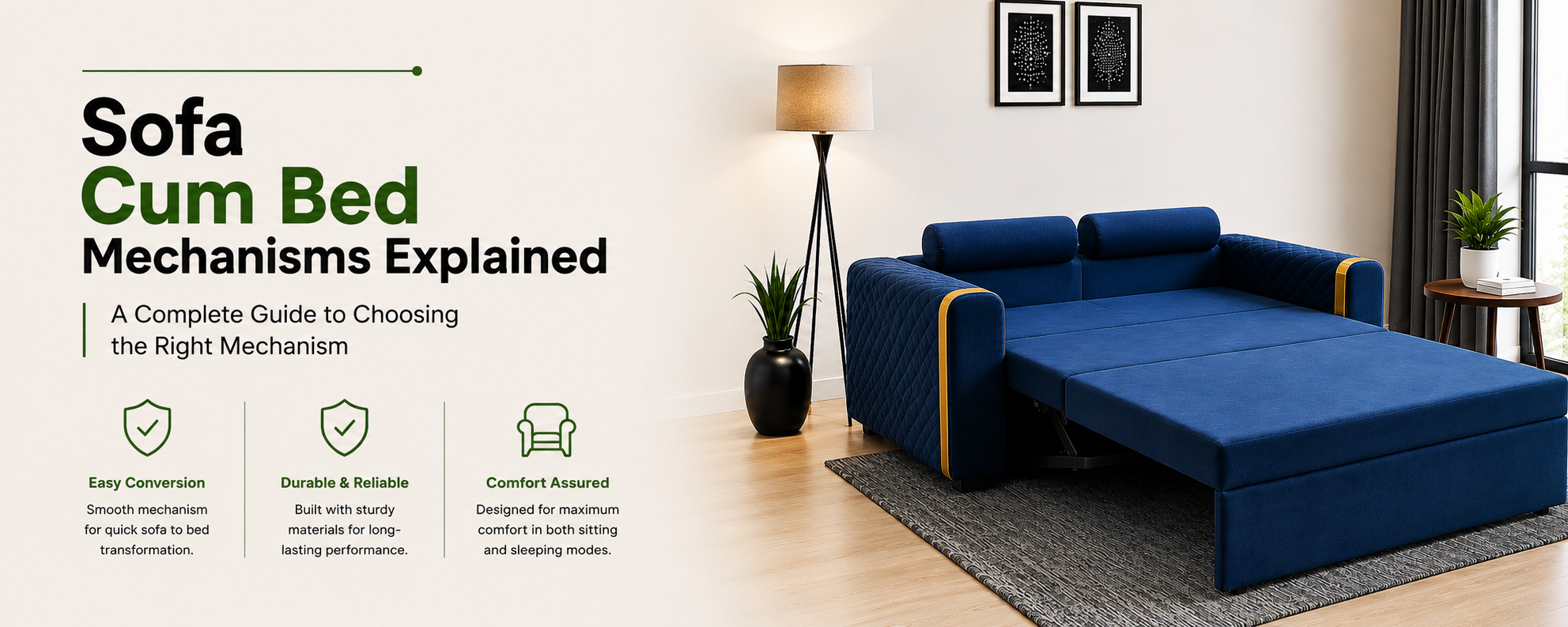 Guide to sofa cum bed mechanisms — Pull-Out, Pull-Out-Futon and Click-Clack