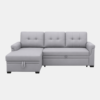 Cairo grey L-shaped corner sofa cum bed with storage, front view