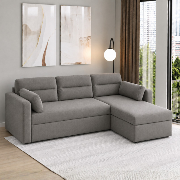 Aster L corner sofa cum bed styled in a modern living room