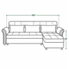 Jett corner sofa cum bed dimensions — 108 inch width, 26 inch height