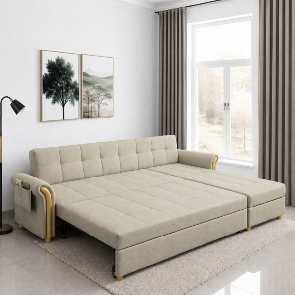 Jett corner sofa cum bed converted into a spacious bed