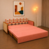 Nico sofa cum bed converted into a spacious bed with patterned headrest