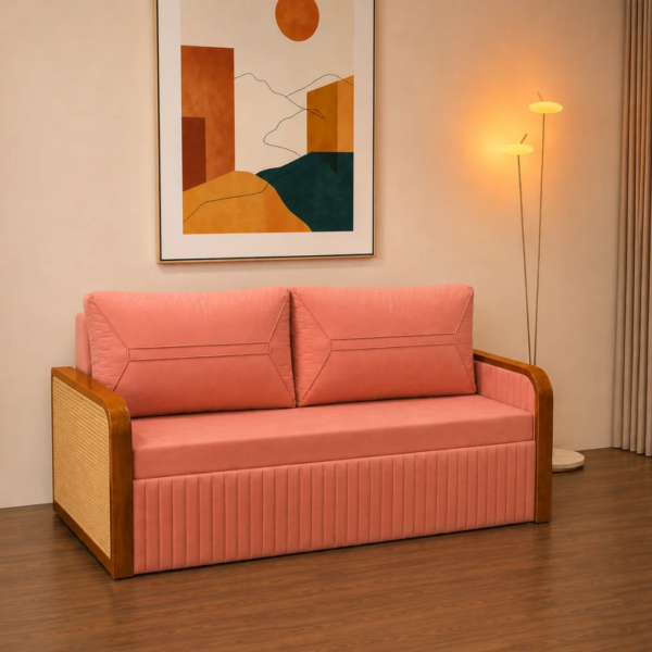 Nico sofa cum bed with storage styled in a warm-toned living room