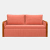 Nico pink sofa cum bed with storage, cane armrests, front view