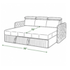 Lio sofa cum bed in bed mode dimensions — 75 inch length, 72 inch width