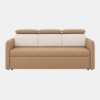 Lio beige sofa cum bed with quilted side panels, front view