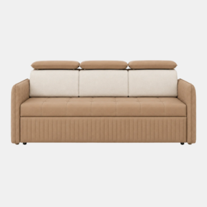 Lio beige sofa cum bed with quilted side panels, front view