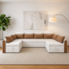 (lifestyle shot, sofa mode) — Corner sofa bed with storage Noida living room, Uro L-shape sofa