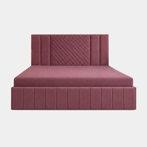 (front view, plain background) — Rosie diwan cum bed with storage Delhi in mauve velvet upholstery
