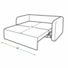 (dimension diagram, bed mode, 72"x63") — Clara sofa cum bed with storage Delhi bed size — 72 by 63 inches