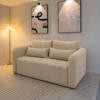 (lifestyle shot, sofa mode) — Sofa cum bed with storage Delhi living room featuring Clara in beige