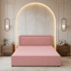 Rose diwan cum bed with padded headboard styled in an elegant bedroom setting, Sector 150 Delhi NCR