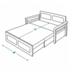 Nirva sofa cum bed in bed mode dimensions — 72 inch length, 48 inch width