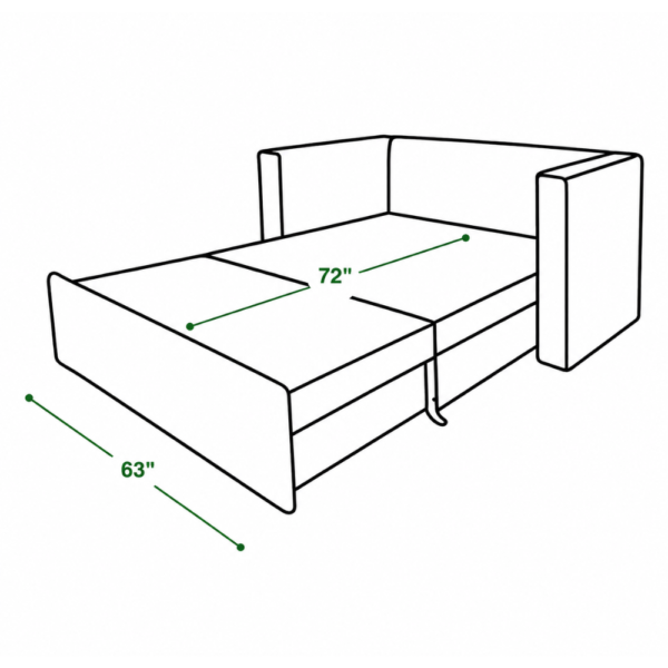 Parker sofa cum bed in bed mode dimensions — 72 inch length, 63 inch width