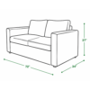 Parker sofa cum bed dimensions — 72 inch width, 34 inch depth, 37 inch height