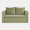 Parker green sofa cum bed with plush cushions, front view