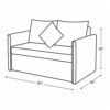 Blaine sofa cum bed dimensions — 52 inch width, 36 inch depth, 35 inch height