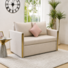 Blaine sofa cum bed styled in a modern living room with gold accents