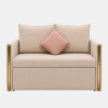 Blaine beige sofa cum bed with gold arm accents, front view