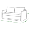 Berry sofa cum bed dimensions — 74 inch width, 36 inch depth, 35 inch height