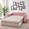 Berry sofa cum bed converted into a spacious bed showing pull-out storage drawer