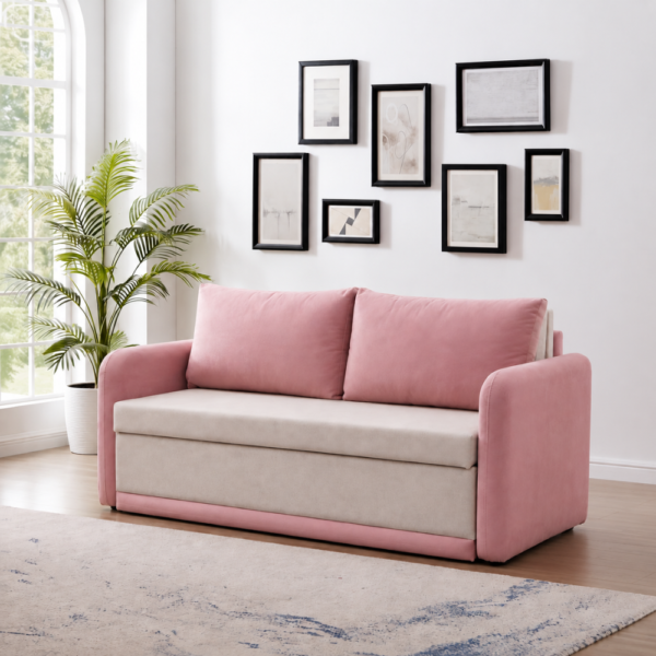 Berry sofa cum bed with storage styled in a modern living room