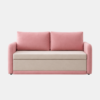 Berry pink and cream sofa cum bed with storage, front view
