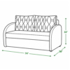 Mr. D sofa cum bed dimensions — 74 inch width, 38 inch depth, 34 inch height