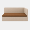 Boston Diwan Cum Bed front view - beige upholstered corner unit with brown cushion by Relax Sofa Cum Bed