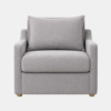 Oren light-grey sofa cum bed with single back cushion, front view