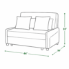 Liam sofa cum bed dimensions — 44 inch width, 38 inch depth, 33 inch height