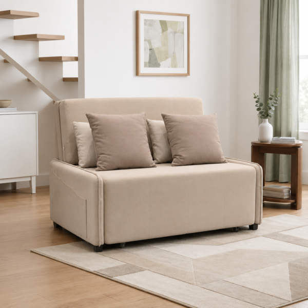 Liam sofa cum bed with storage styled in a modern living room