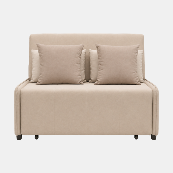 Liam beige sofa cum bed with storage, front view