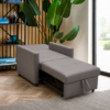 Glen sofa cum bed converted into a bed showing pull-out storage compartment