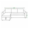 Corner sofa bed dimensions – 104 inches wide, 26 inches high
