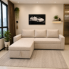 Beige corner sofa bed in modern Delhi NCR living room setup