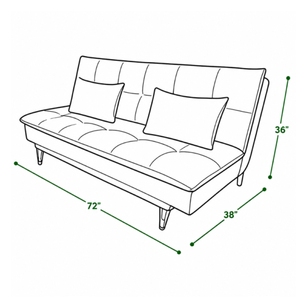 Nola Sofa Cum Bed Delhi NCR dimensions – 72" width, 38" depth, 36" height