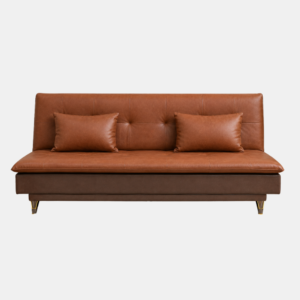 Nola Sofa Cum Bed Delhi NCR – brown leatherette front seating view