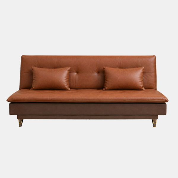 Nola Sofa Cum Bed Delhi NCR – brown leatherette front seating view