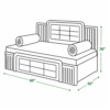 Line drawing of wooden diwan cum bed in Ghaziabad showing 60x30x36 inch dimensions in sofa mode