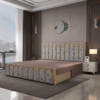 Ivory floral diwan cum bed in Noida Sector 63 expanded into a double bed in a modern bedroom setting