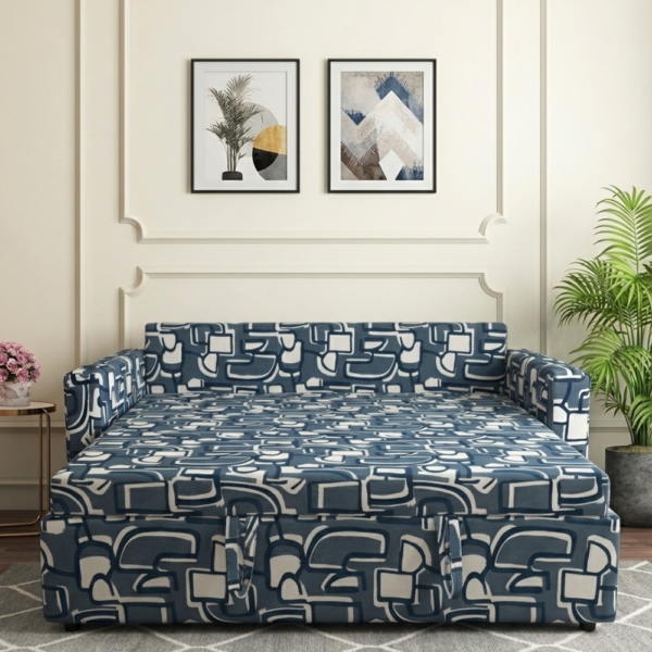 Blu sofa cum bed converted into a spacious bed