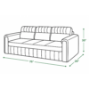 Levi sofa cum bed dimensions showing 75 inch width 29 inch depth and 30 inch height