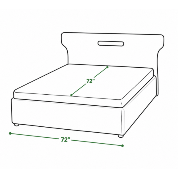Zane Diwan Cum Bed technical drawing showing a 72-inch width and 72-inch sleeping surface length