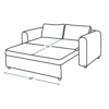 Rega Sofa Cum Bed extended configuration with illustrated 72-inch sleeping length and 60-inch width