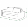 Orion blue sofa cum bed dimension diagram showing 70-inch width, 32-inch depth, and 35-inch height