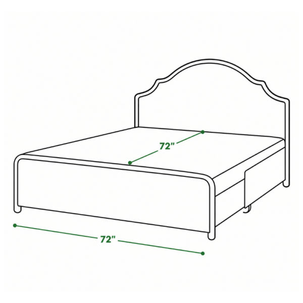 Canvas diwan cum bed technical drawing showing 72-inch width and sleeping surface measurement