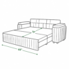 Technical line drawing of the Rex sofa cum bed in bed mode, showing a 72-inch sleeping depth and a 63-inch front width.
