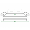Line drawing of the Faye Sofa Cum Bed showing an overall width of 94 inches and an inner seating width of 75 inches.